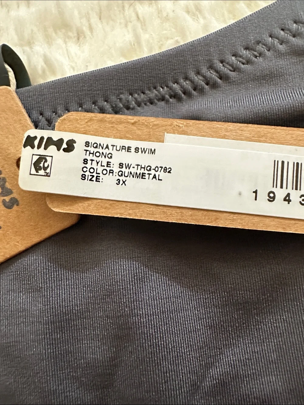 SKIMS Signature Swim Thong in Gunmetal NWT
